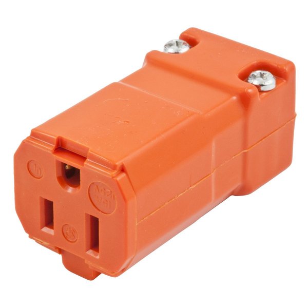 Hubbell Wiring Device-Kellems Straight Blade Devices, Female Connector Body, Valise Series, Industrial/Commercial Grade, Straight, 2-Pole 3- Wire Grounding, 15A 125V, 5-15R HBL515CVO